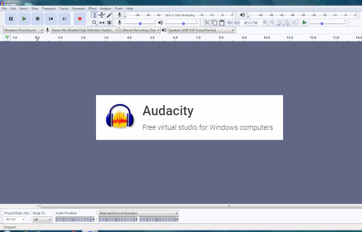 Audacity – audio software Audacity is an open-source digital audio tool that can be used on various operating systems including Windows, OS X and Linux. You can use for record audio, mix audio, add effects and many more.