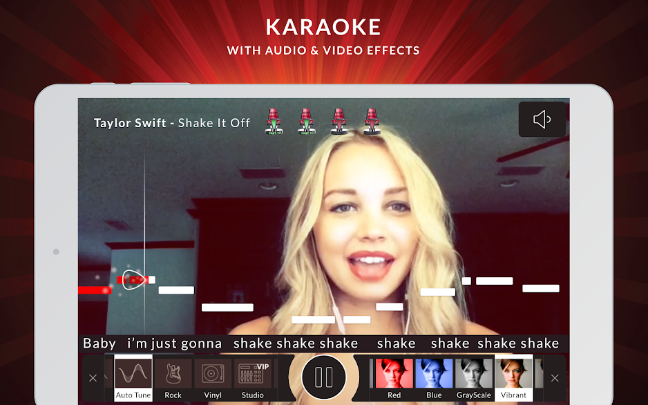 StarMaker This is a free karaoke apps where you can easily search any of your favorite artist voice and record voice.  It allows you to record your voice and video and share it with your friends and family via social media.